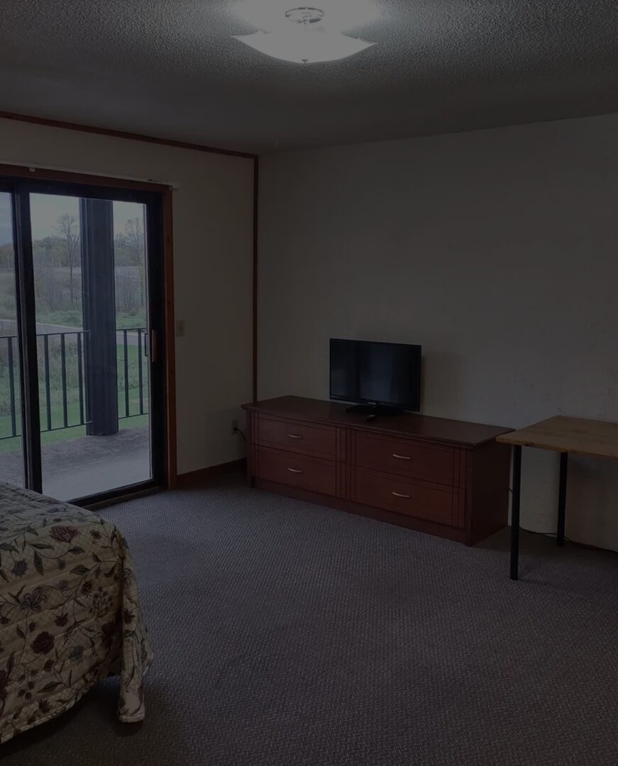 Cozy room with sliding glass door